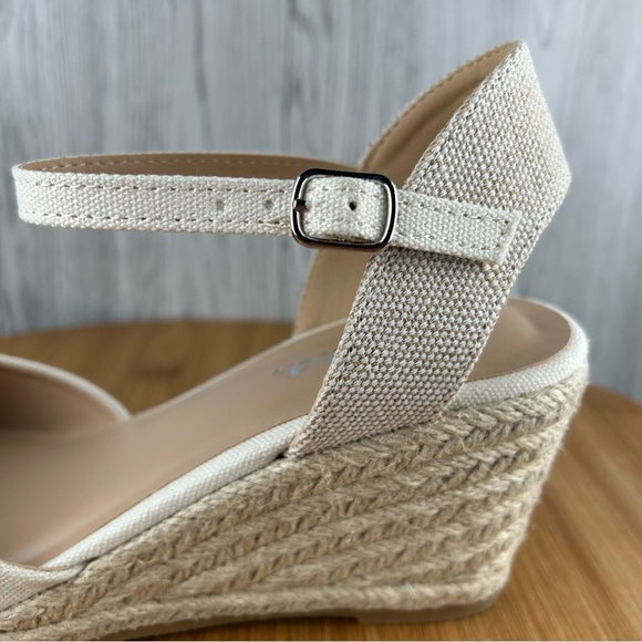 Cream Espadrille Shoes with Wedge Heel (L-BGE COT) - Picture 7 of 11